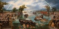 Fishing for souls, painting by Adriaen van de Venne Royalty Free Stock Photo